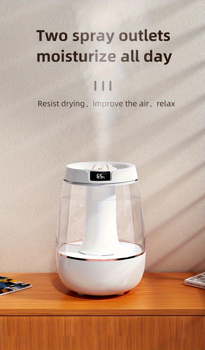 3 liters large capacity double nozzle cold fog humidifier bedroom small night light humidifier suitable for home plant humidifier silent air humidifier can be used for up to 36 hours ai intelligent digital display air humidity details 0