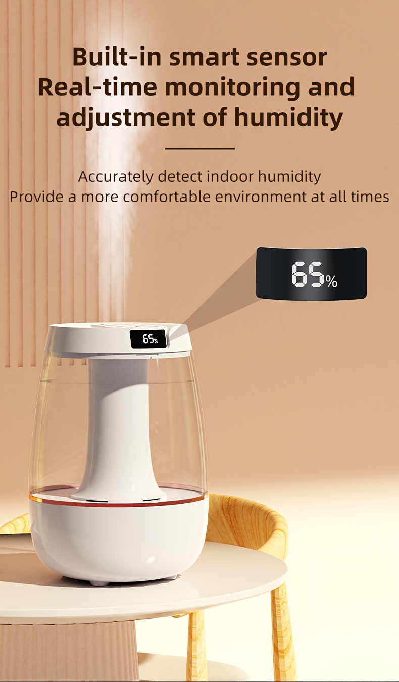 3 liters large capacity double nozzle cold fog humidifier bedroom small night light humidifier suitable for home plant humidifier silent air humidifier can be used for up to 36 hours ai intelligent digital display air humidity details 3