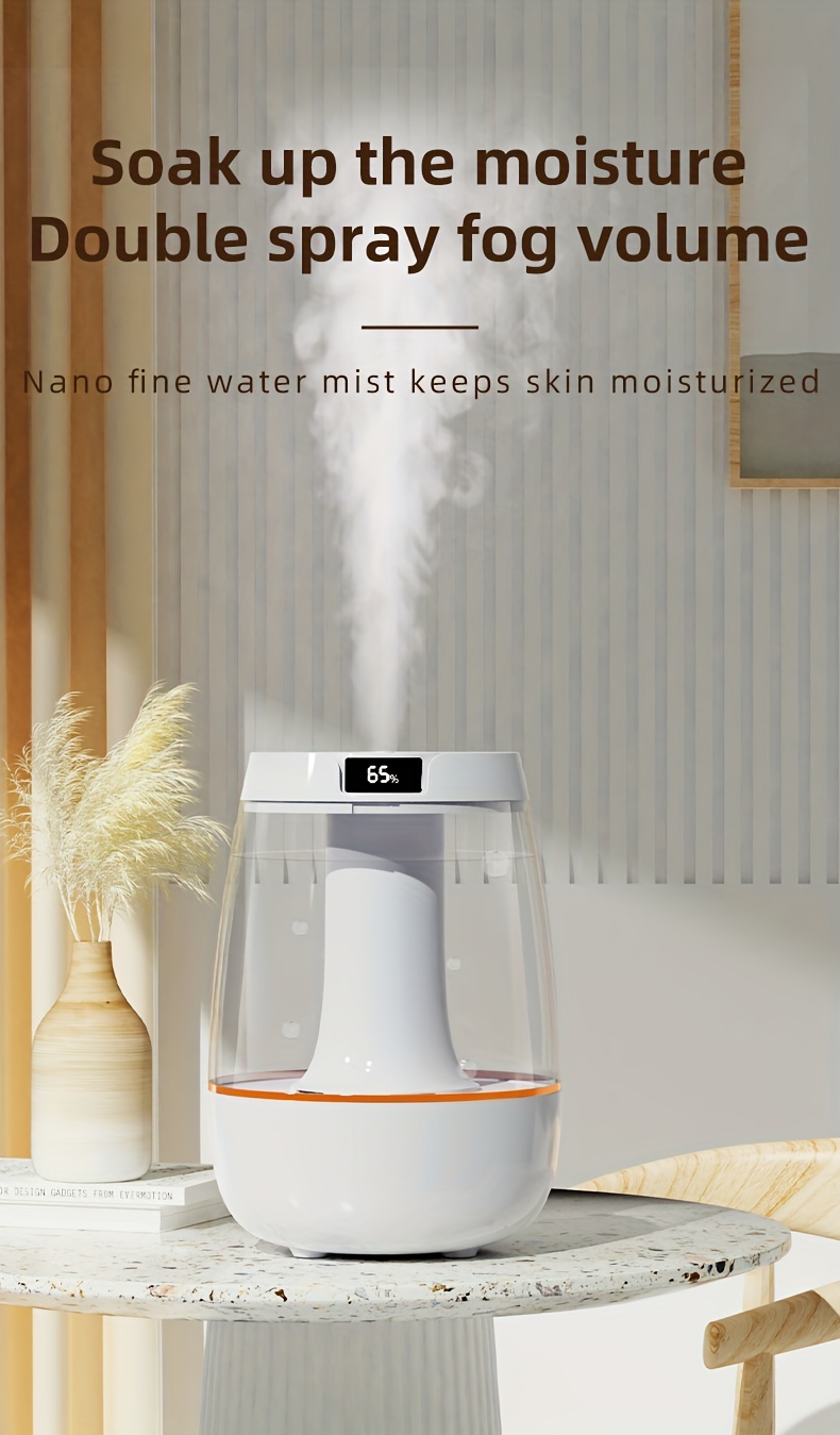 3 liters large capacity double nozzle cold fog humidifier bedroom small night light humidifier suitable for home plant humidifier silent air humidifier can be used for up to 36 hours ai intelligent digital display air humidity details 6