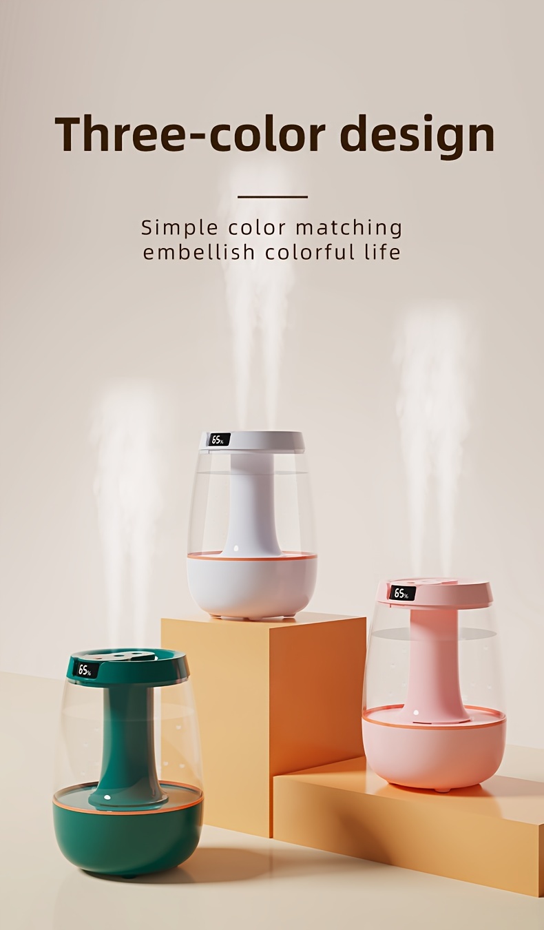 3 liters large capacity double nozzle cold fog humidifier bedroom small night light humidifier suitable for home plant humidifier silent air humidifier can be used for up to 36 hours ai intelligent digital display air humidity details 7