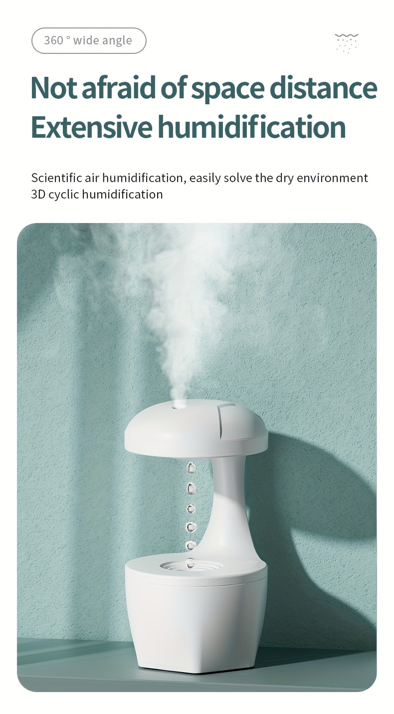 humidifiers for bedroom anti gravity humidifier cool mist desktop humidifier auto shutdown power off protection baby humidifier with night light rain cloud silent humidifier for bedroom baby nursery bathroom living room details 4