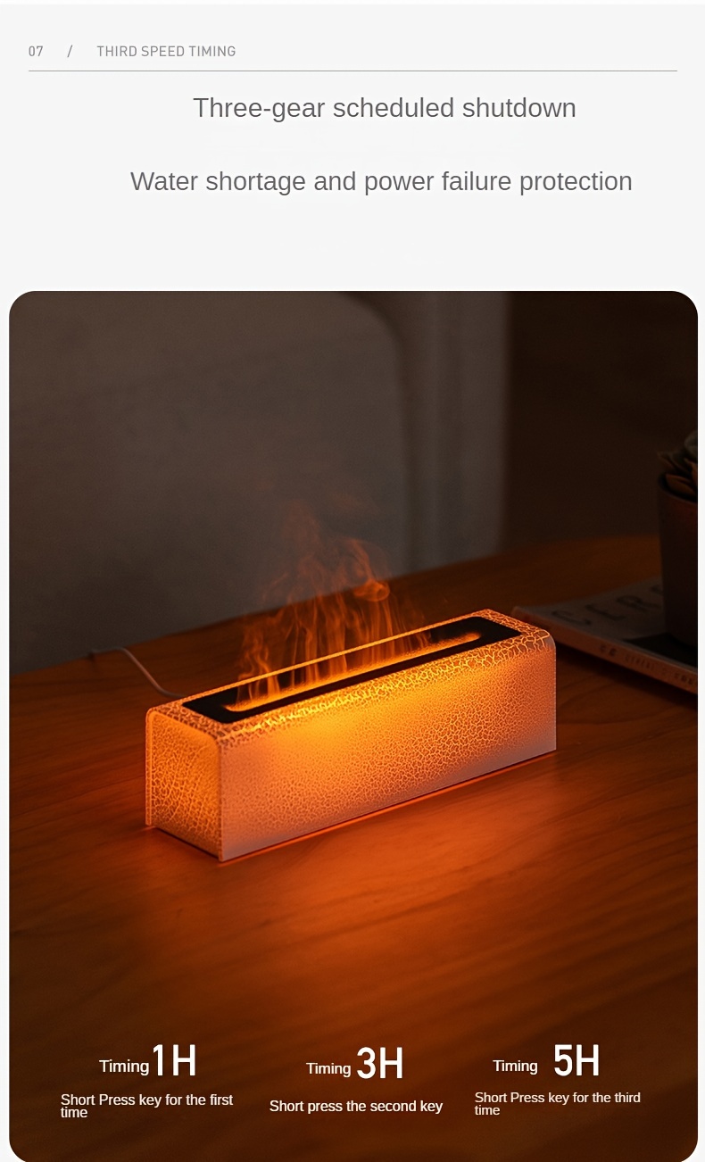 lava cracks aromatherapy humidifiers diffusers with colorful flame lights 150ml usb essential oils diffuser flame air humidifiers for home power off protection and timing function details 6