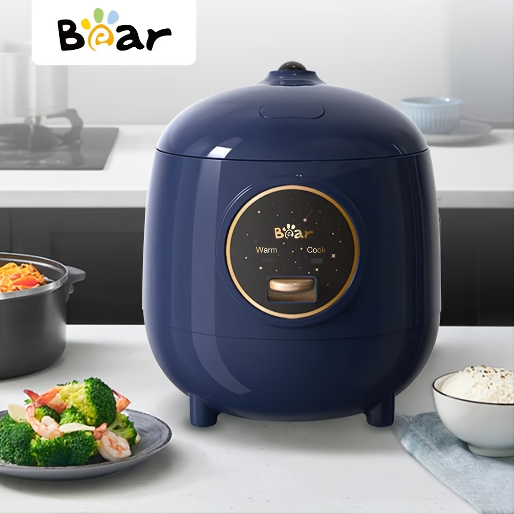 bear rice cooker 2 cups uncooked small rice cooker steamer with removable nonstick pot one touch keep warm function mini rice cooker for soup stew grain oatmeal veggie blue details 1