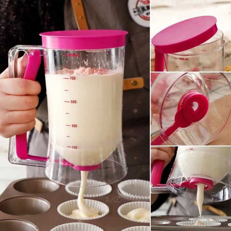 cupcake batter separator and dispenser handheld funnel measuring cup tool for mess free baking details 1