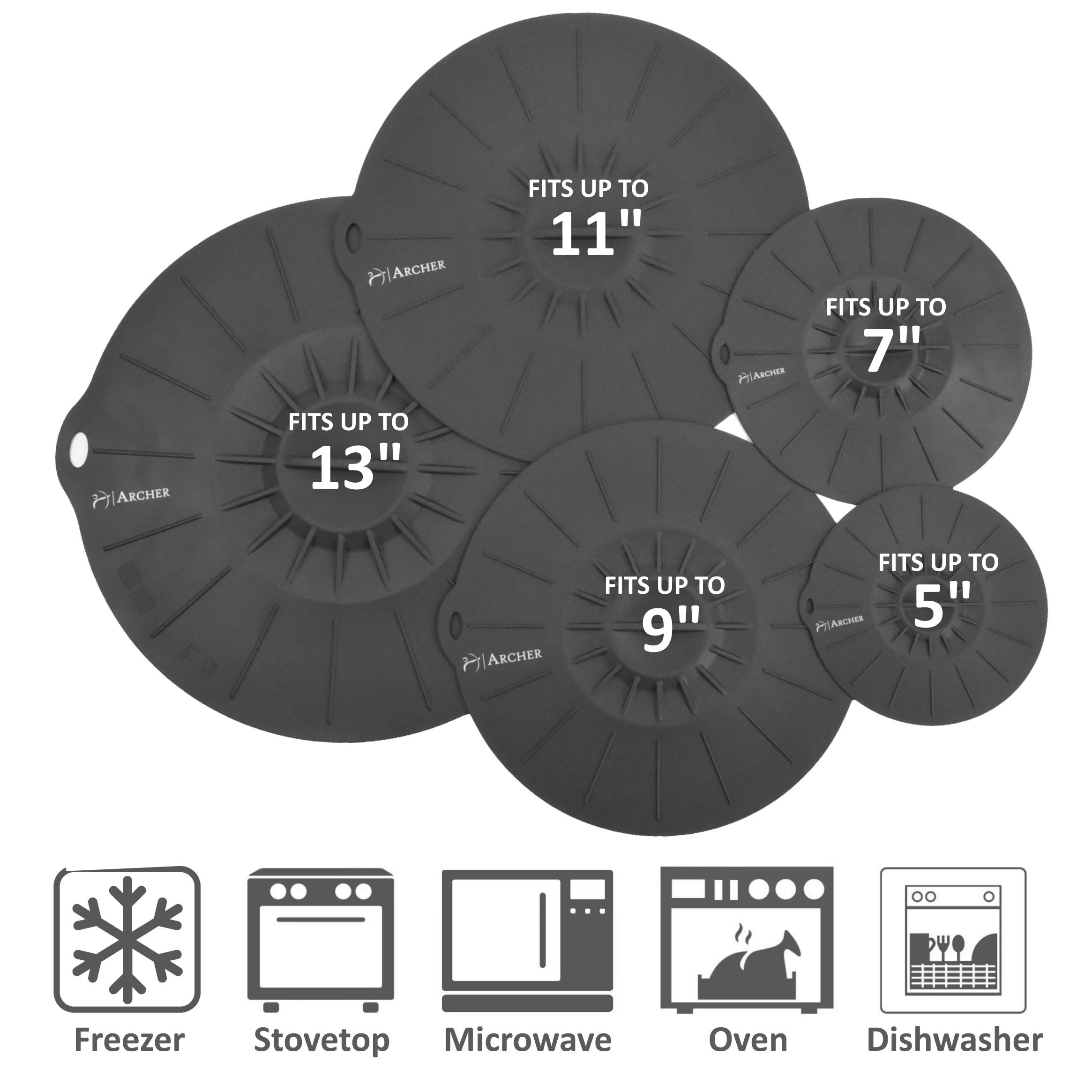 5pcs silicone fresh keeping covers assorted sizes for microwave dust proof and splash proof essential kitchen supplies details 0