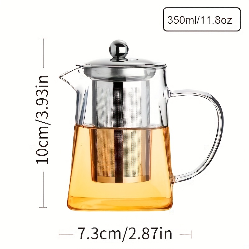 1pc 350ml 11 8oz king thickened heat resistant glass teapot perfect for boiling and serving hot tea details 2