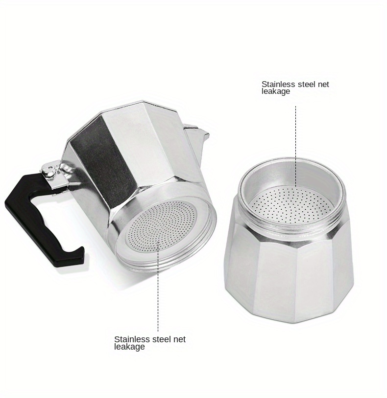 aluminum italian moka pot coffee pot octagonal pot coffee cup espresso hand brewed coffee pot details 3