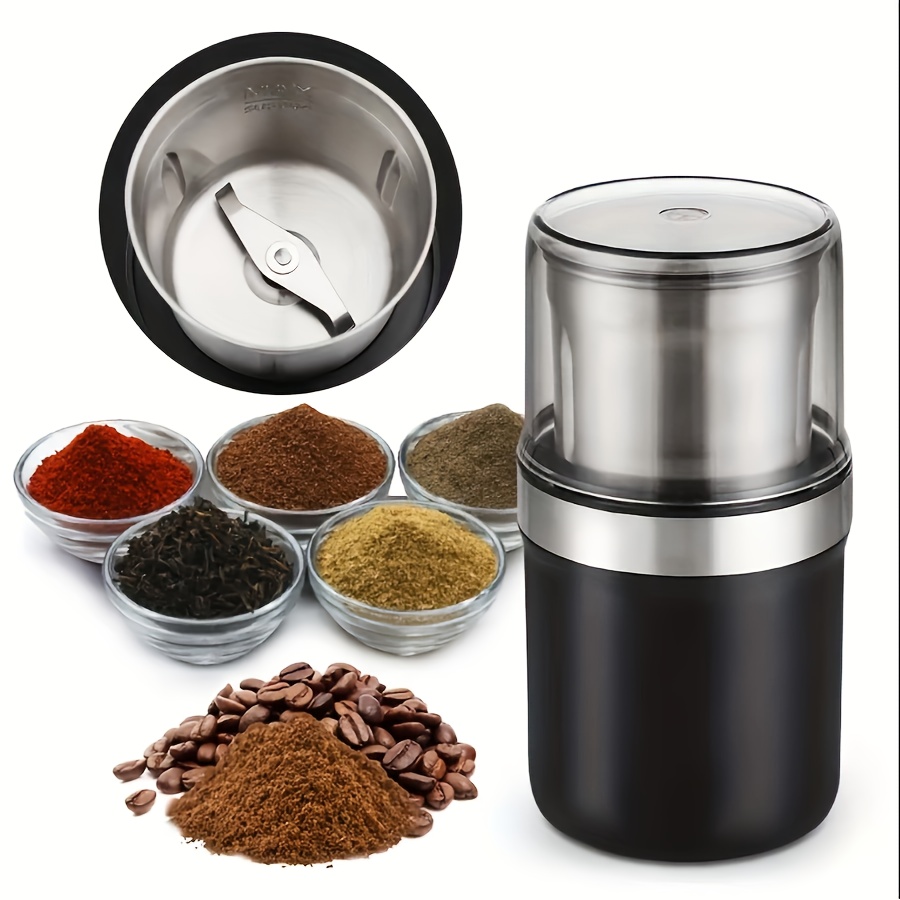 coffee grinder spice grinder 300w powerful electric 304 stainless steel 100g capacity detachable cup suitable for spices pollen herbs seeds beans and grains details 3