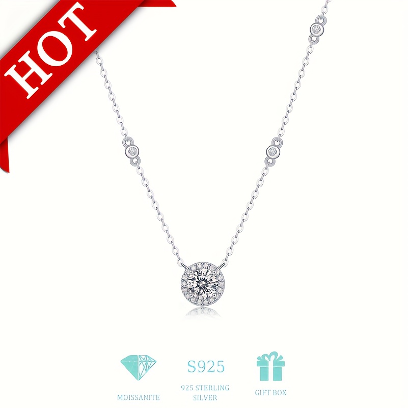 925 sterling silver moissanite chain necklace beautiful clavicle chain simple necklace details 1