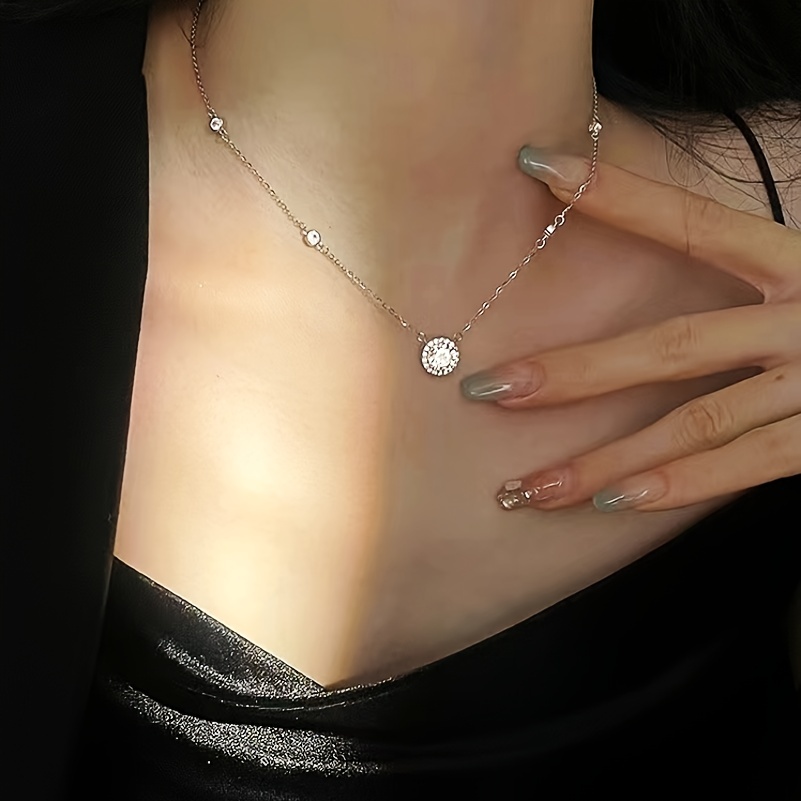 925 sterling silver moissanite chain necklace beautiful clavicle chain simple necklace details 2