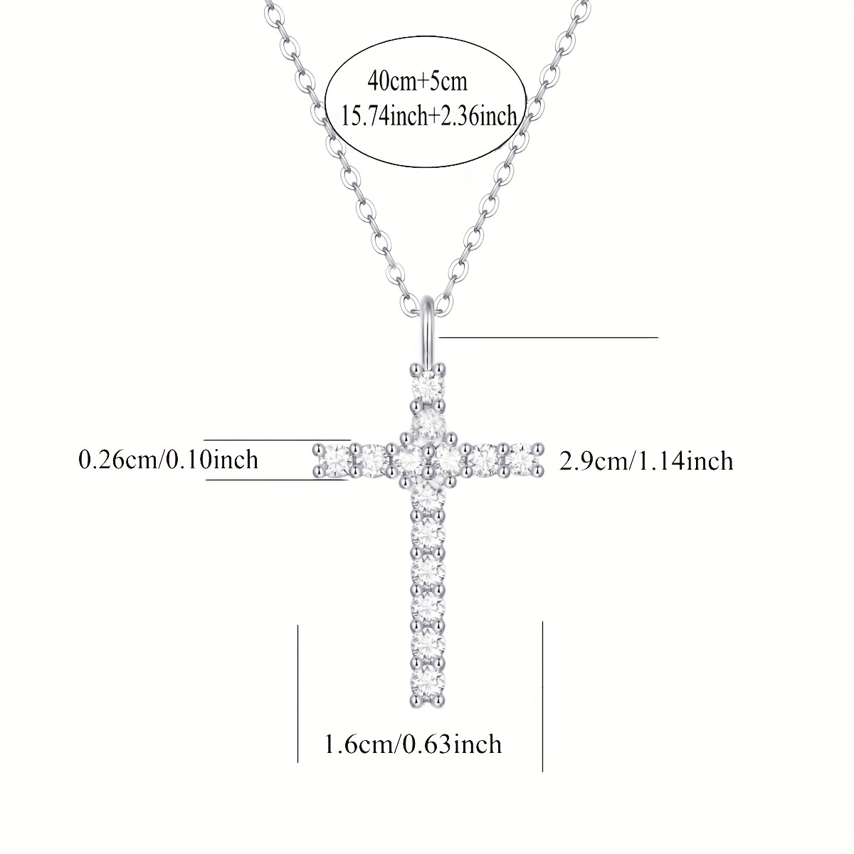 ladies necklace 925 sterling silver plated 18k plated moissanite necklace cross pendant necklace details 4