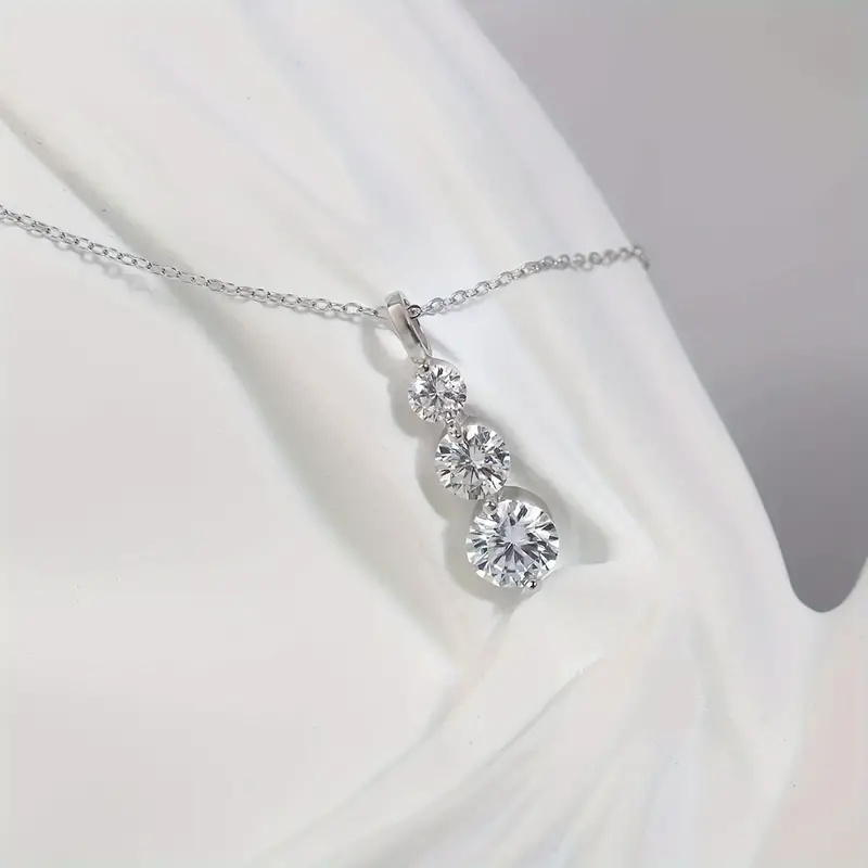 about 3 5g s925 sterling silver hypoallergenic 0 5ct 1ct 2ct moissanite necklace womens elegant valentines day mothers day gift with gift box packaging details 2