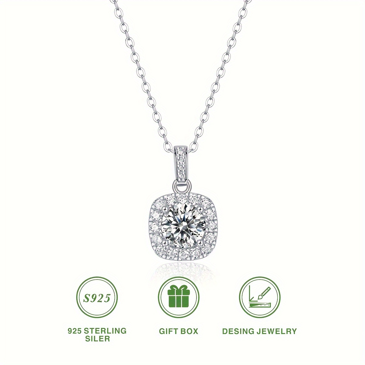 1 2 3ct moissanite pendant necklace simple 925 silver neck chain jewelry decoration with gift box details 0