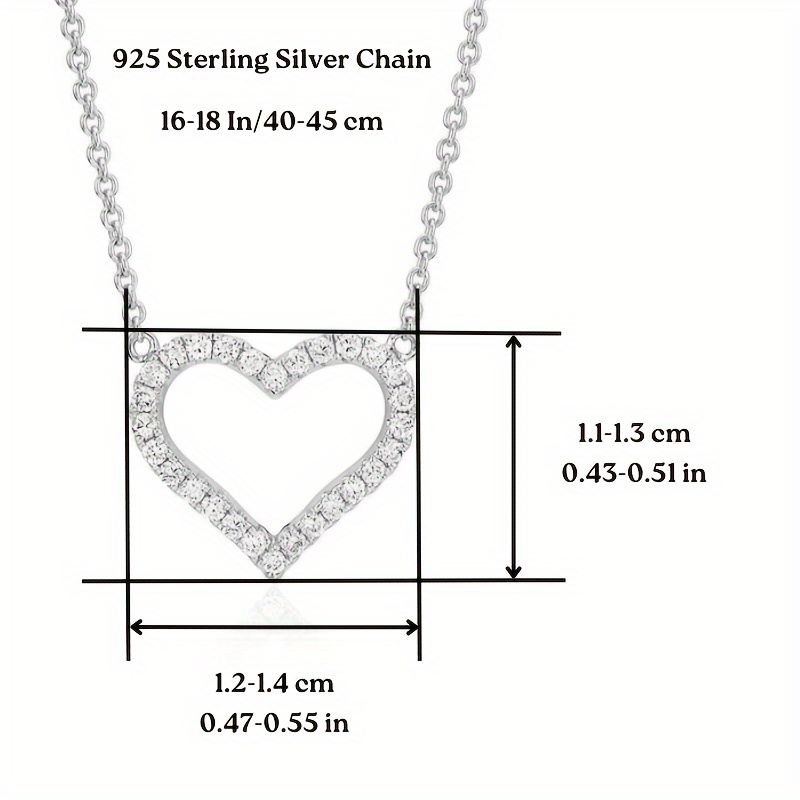 round shape created white moissanite gemstone heart pendant in flash plated sterling silver chain 18 details 4