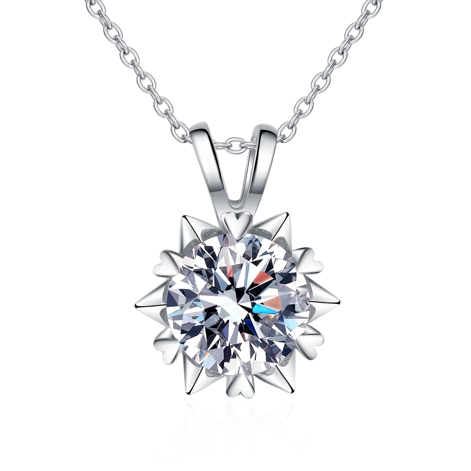 3 carat round moissanite snowflakes necklace pendant romantic moissanite neck jewelry 18k plated 925 silver gift details 1