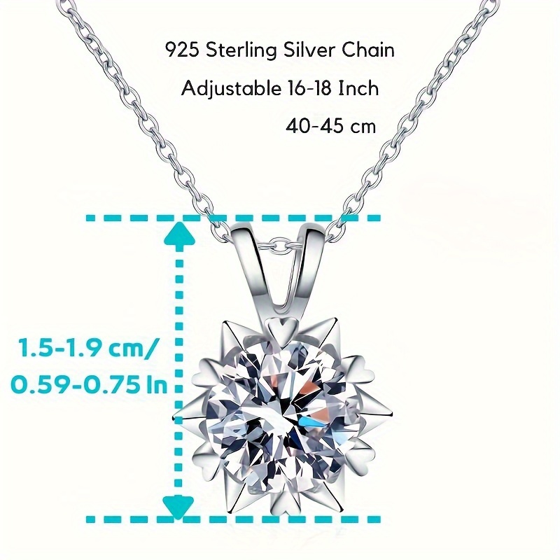 3 carat round moissanite snowflakes necklace pendant romantic moissanite neck jewelry 18k plated 925 silver gift details 2