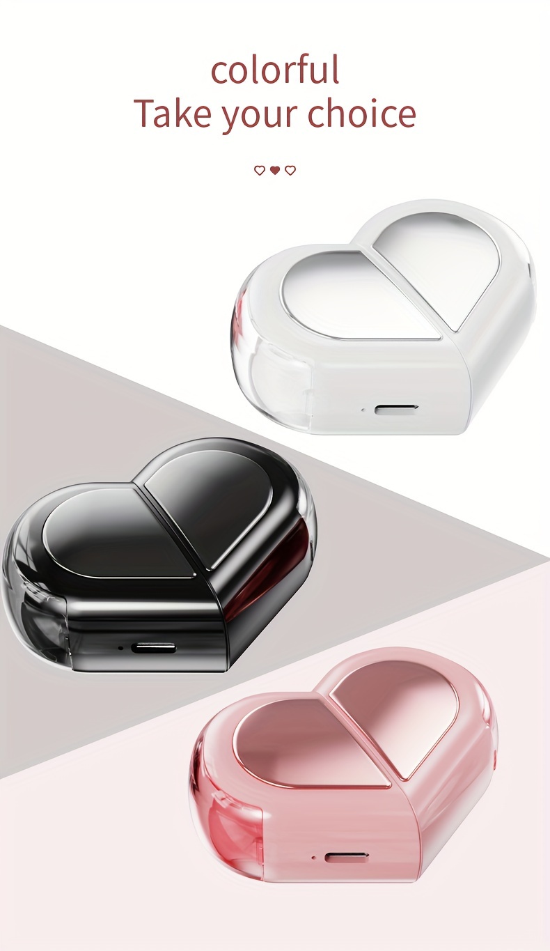 tws half in ear wireless earphones two styles of charging cases heart shaped case compatible with all smartphones exclusive for couples the best gift for your loved one details 2