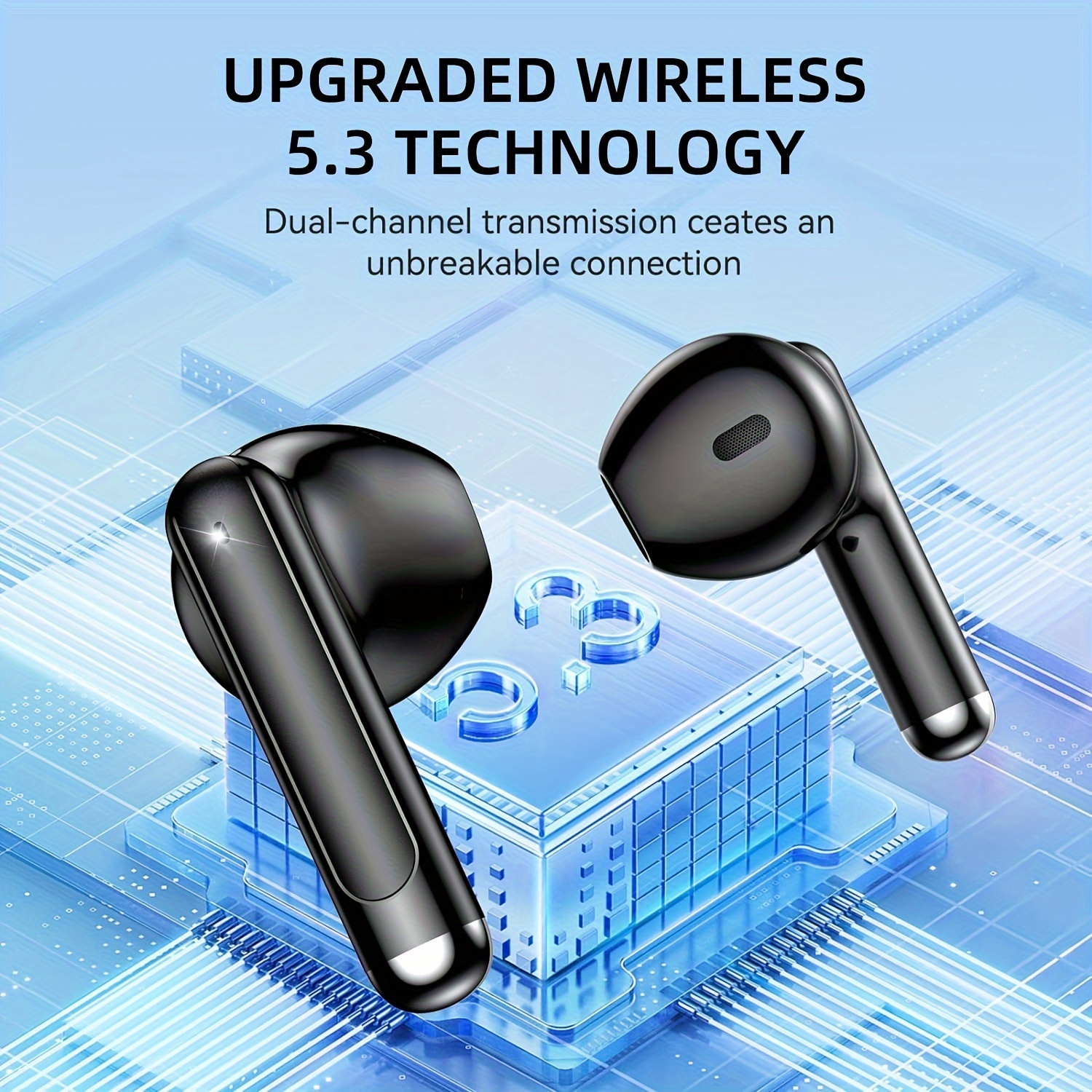 new wireless headphones true wireless earbuds with charging case life waterproof stereo sound built in mic earphones in ear headsets details 1