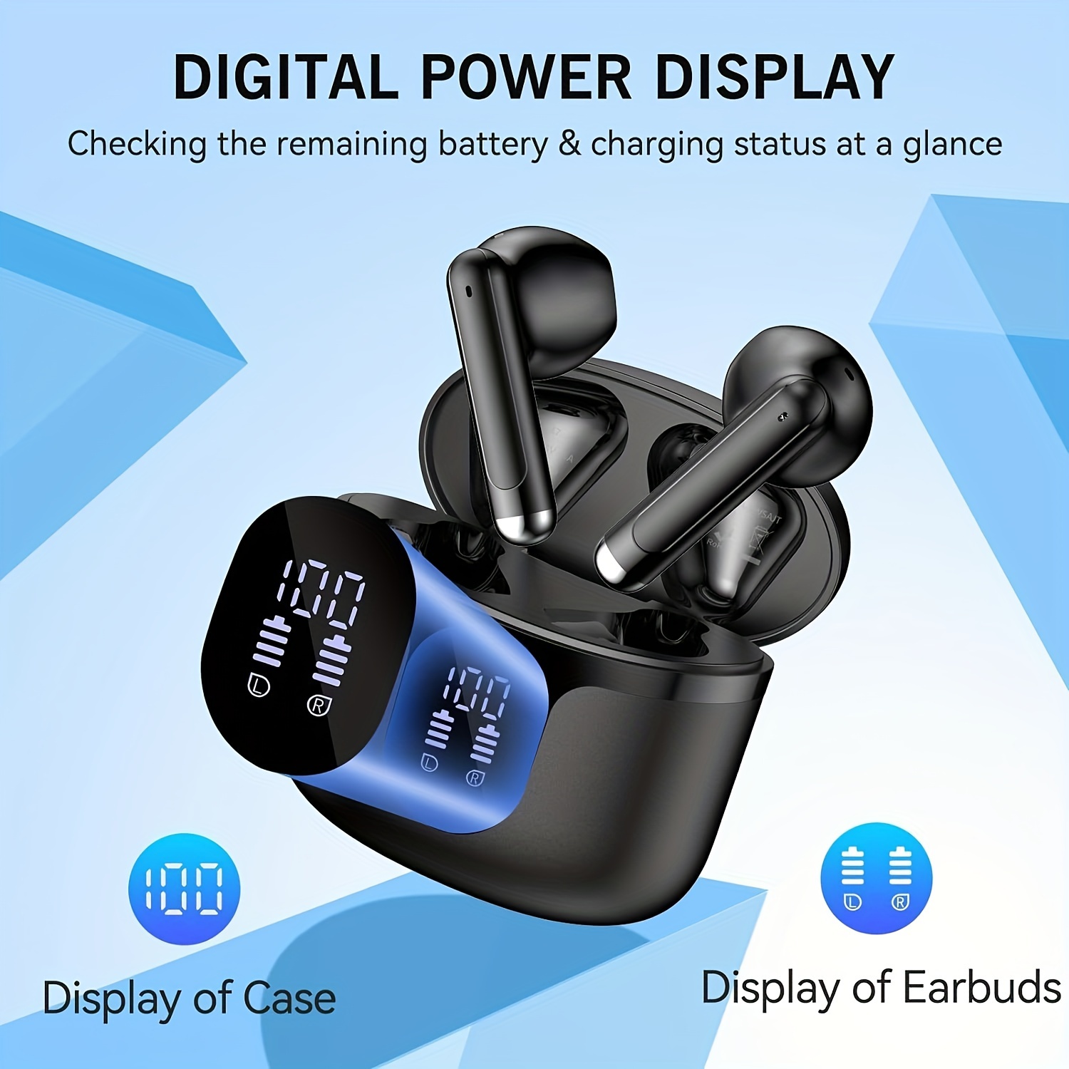 new wireless headphones true wireless earbuds with charging case life waterproof stereo sound built in mic earphones in ear headsets details 3