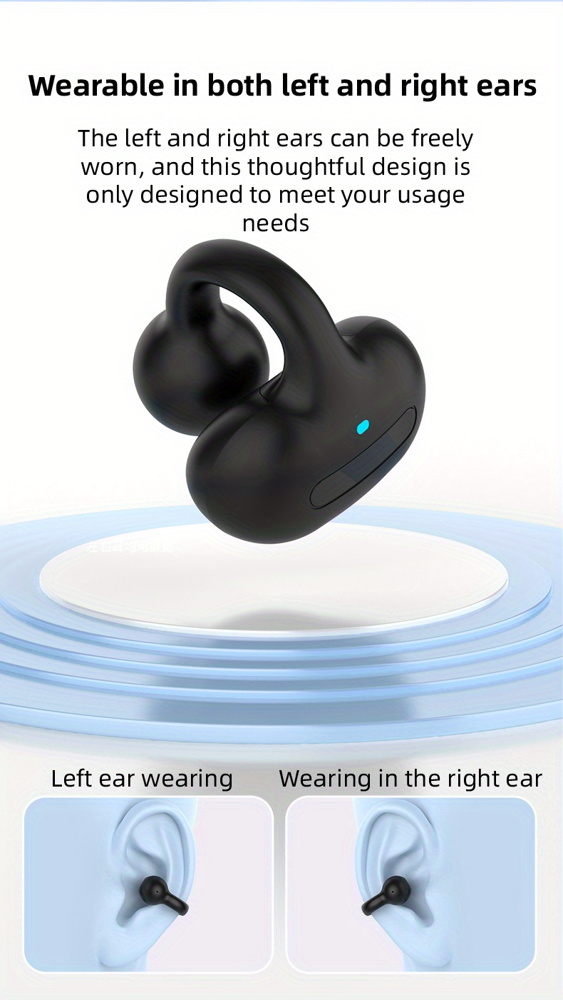 wireless earphones ear clip type ear clip earphones sports running esports games music earphones non earphones air conduction earphones suitable for driving business meetings high quality earphones ultra long standby time details 3