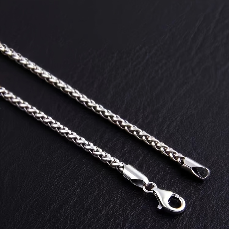 1pc S925 Sterling Silver Necklace, Twist Chain Fashion Silver Jewelry For Men details 4