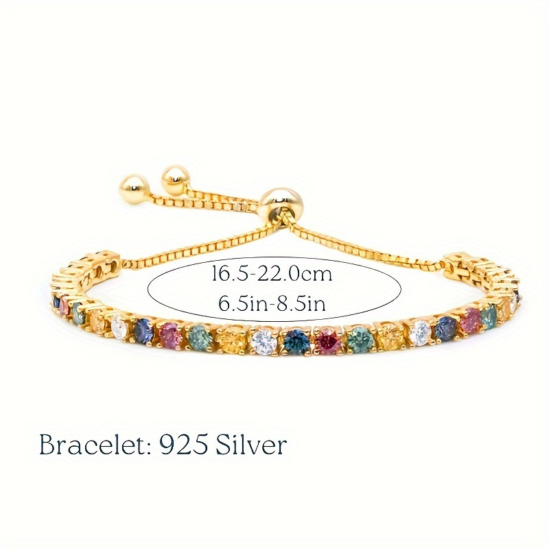 s925 moissanite colorful 15 carats chain bracelet adjustable shiny hand chain bracelet the best gift for your loved one wedding engagement details 3