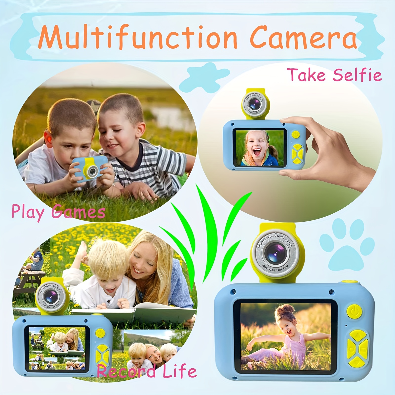 kids selfie camera with flip lens suitable for boys and girls christmas day birthday gift hd digital video toddler camera portable educational toy with 32gb sd card details 3