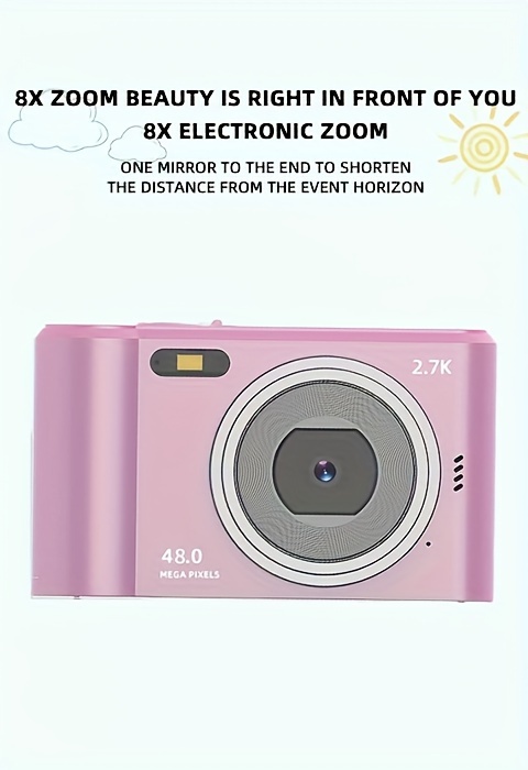 r5 ccd digital camera 8 times zoom 2 4 inch hd lcd screen portable suitable for daily travel toy gift pink details 0