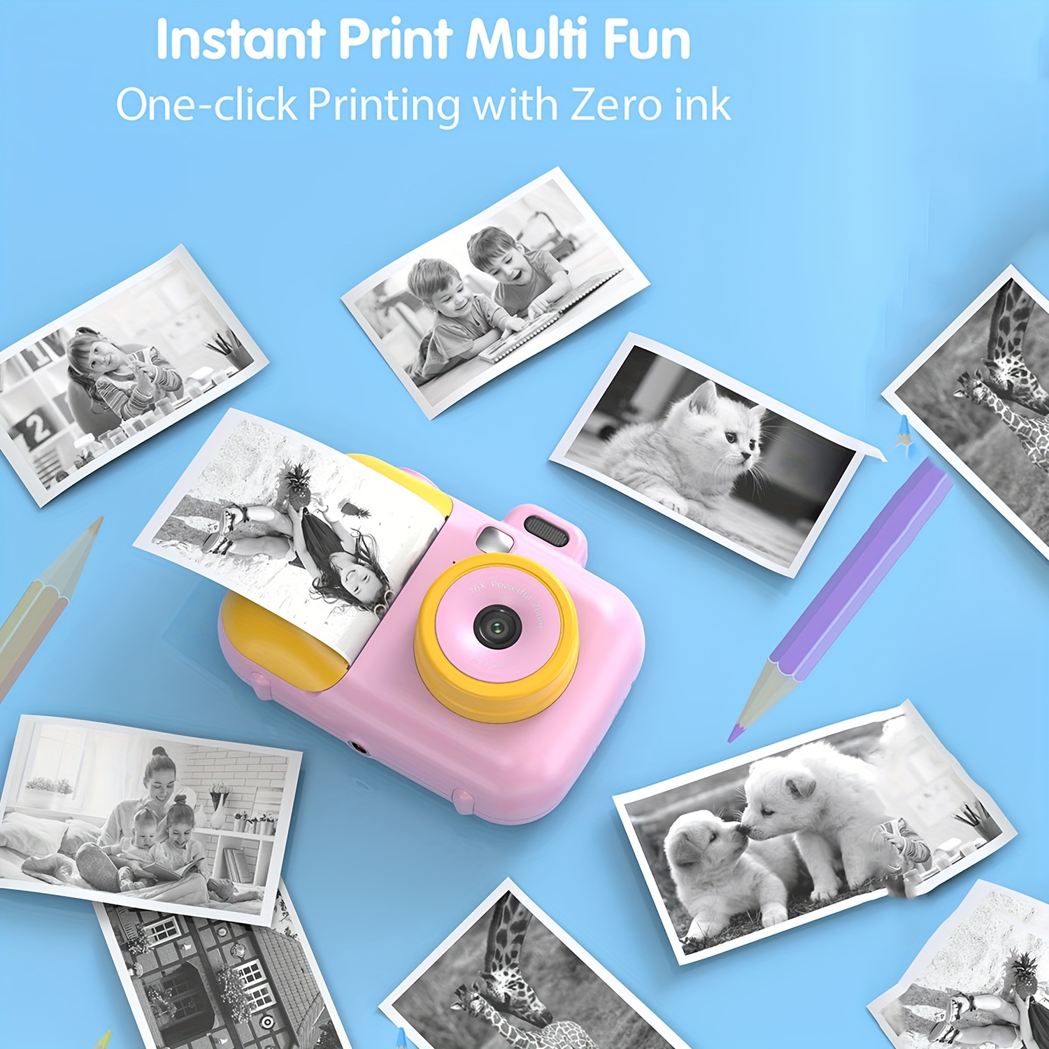 instant photo camera camera pictures with thermal printing paper toys for girls gift 2 7k photographic cameras details 6