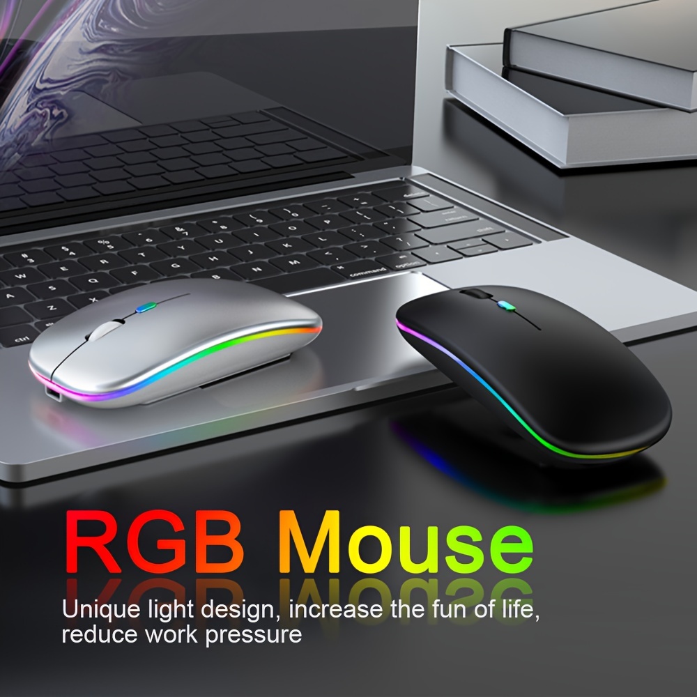 rechargeable wireless mouse computer mouse ergonomic usb mouse silent mouse with backlight rgb mice for laptop pc details 0