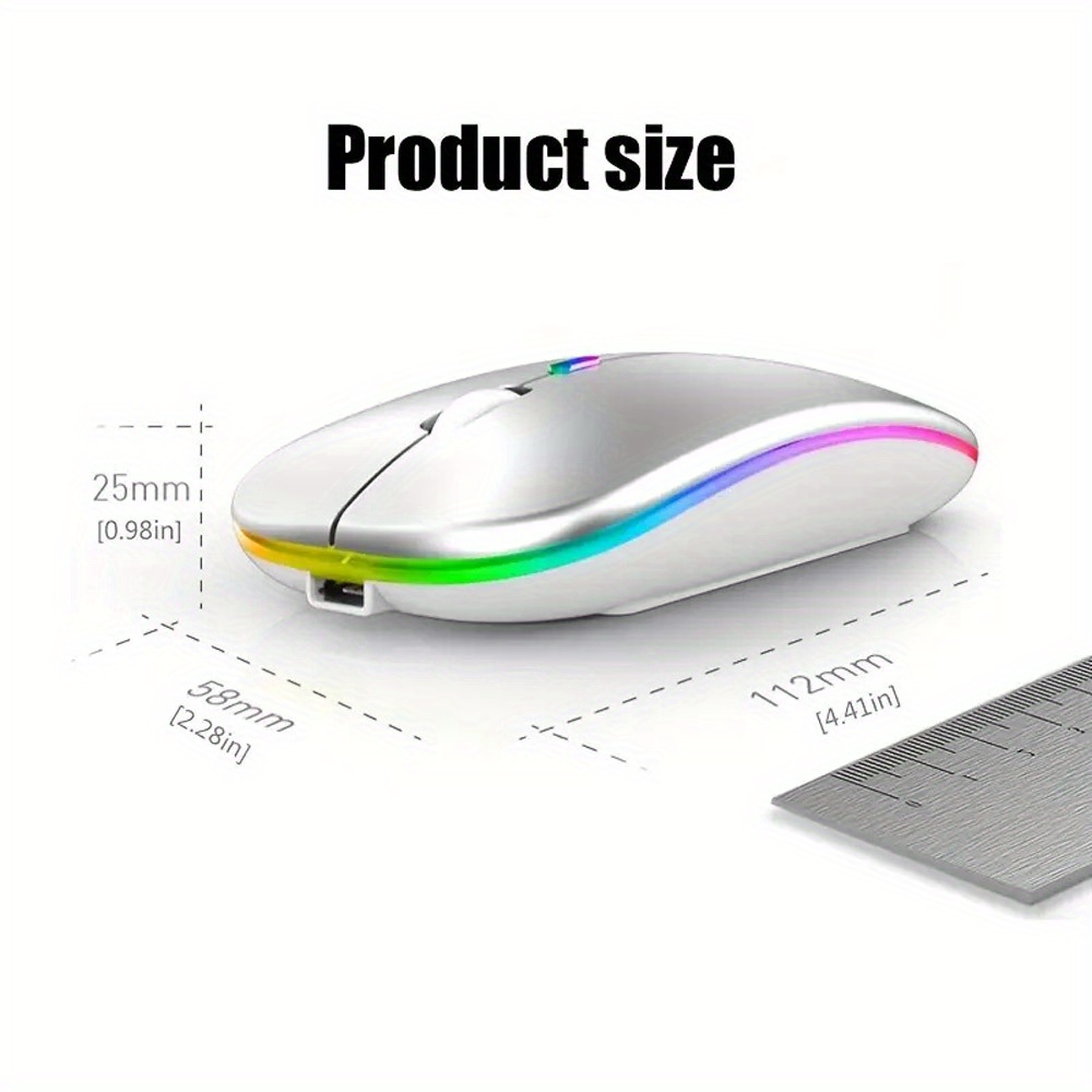 rechargeable wireless mouse computer mouse ergonomic usb mouse silent mouse with backlight rgb mice for laptop pc details 2