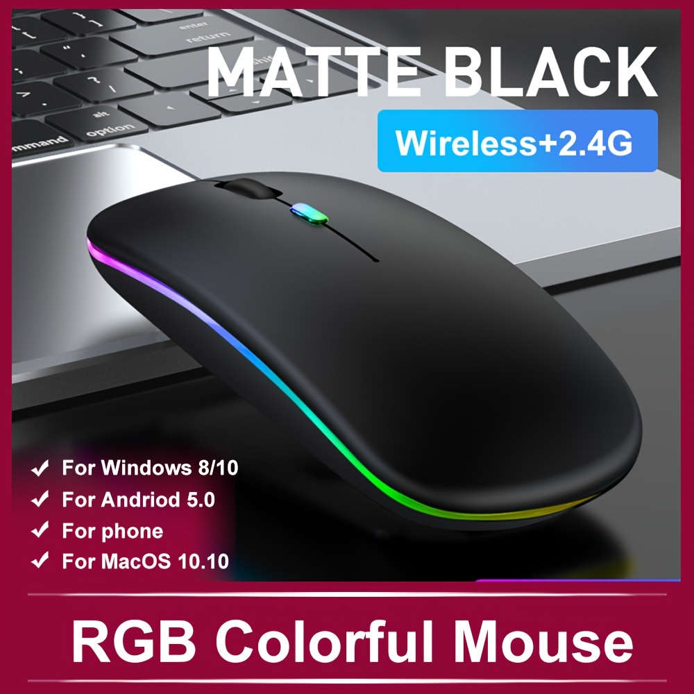 rechargeable wireless mouse computer mouse ergonomic usb mouse silent mouse with backlight rgb mice for laptop pc details 7