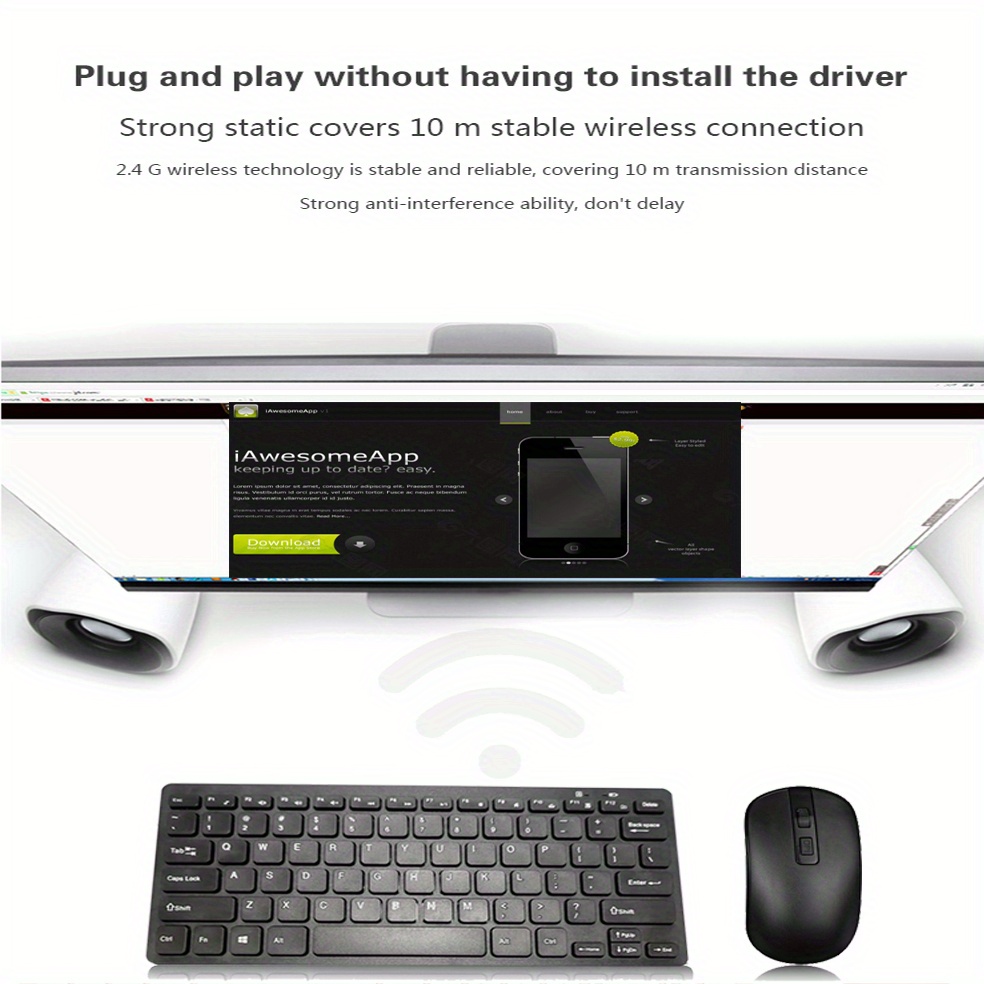 sleek stylish wireless optical keyboard mouse set perfect for your computer details 7