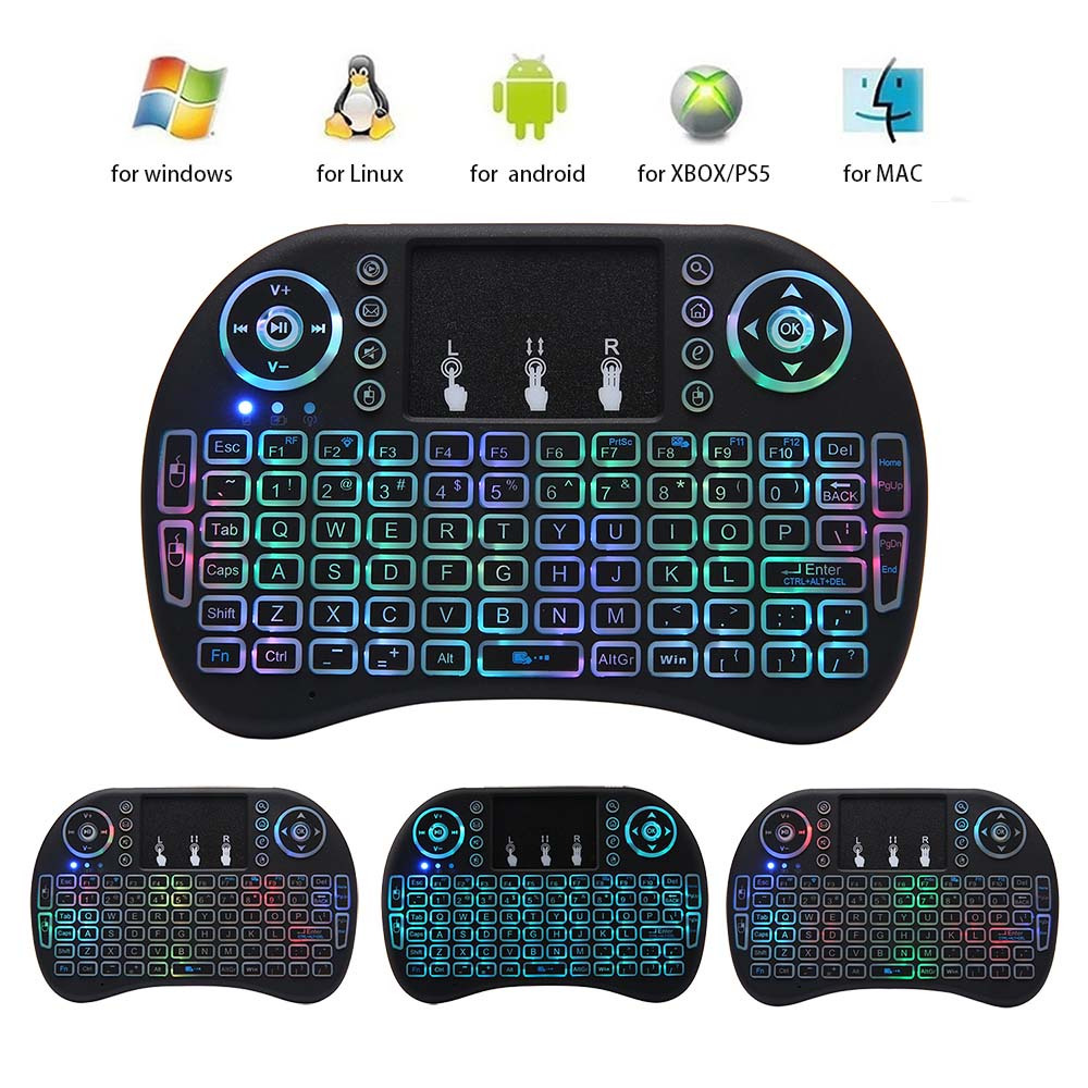 2 4ghz backlit mini keyboard touchpad mouse mini wireless keyboard with touchpad and multimedia keys for android tv box smart tv htpc ps3 smart phone tablet mac linux windows os details 0