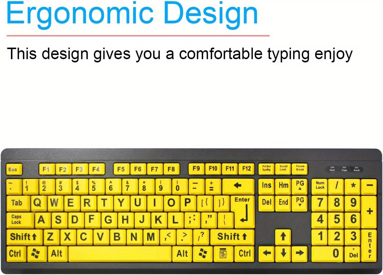 large print computer keyboard wired usb high contrast keyboard with oversized big letters for visually impaired seniors students computer beginners details 3