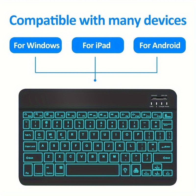 mini wireless keyboard and mouse combo with 7 colors backlit rechargeable wireless keyboard set for ipad phone tablet laptop details 2