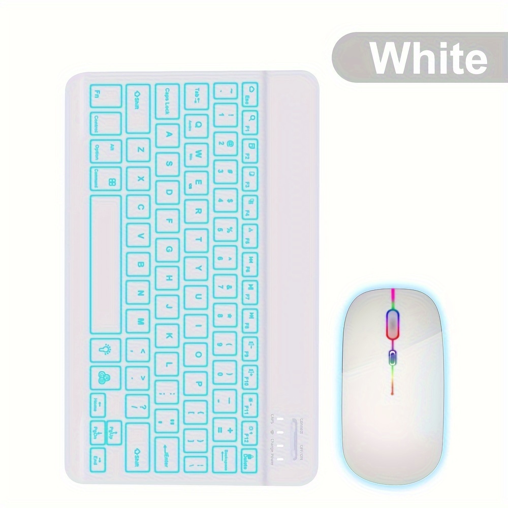 mini wireless keyboard and mouse combo with 7 colors backlit rechargeable wireless keyboard set for ipad phone tablet laptop details 4