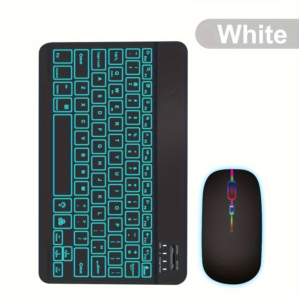 mini wireless keyboard and mouse combo with 7 colors backlit rechargeable wireless keyboard set for ipad phone tablet laptop details 5