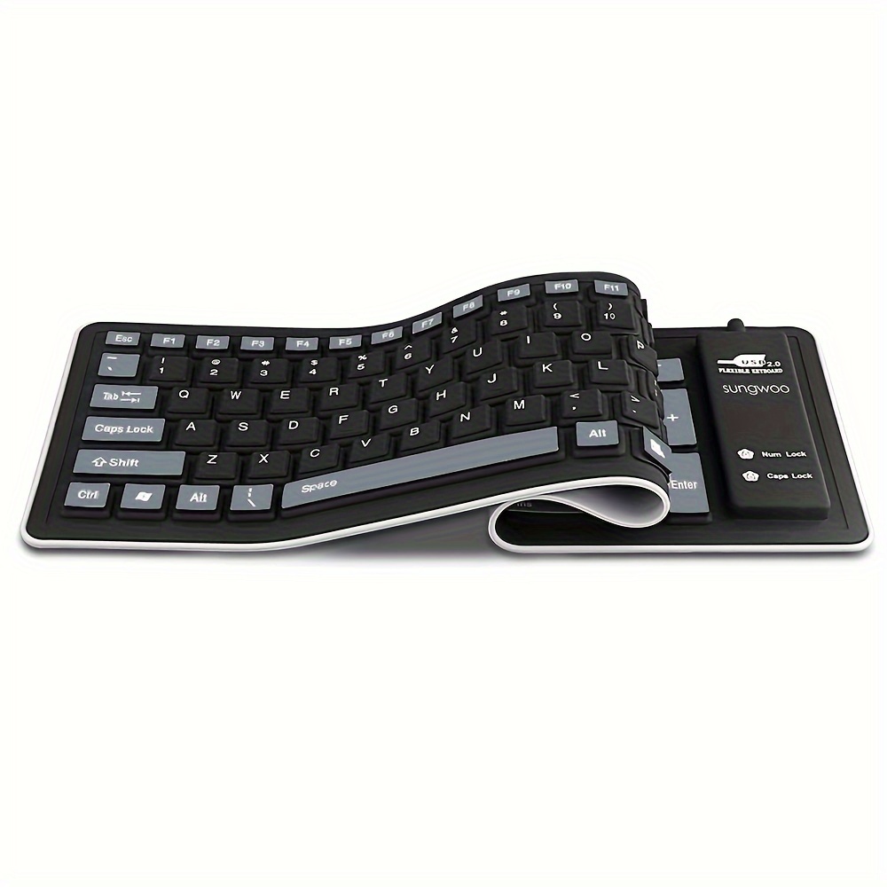 103 keys portable mute foldable silicone keyboard usb wired flexible soft waterproof roll silicone keyboard for pc laptop details 2