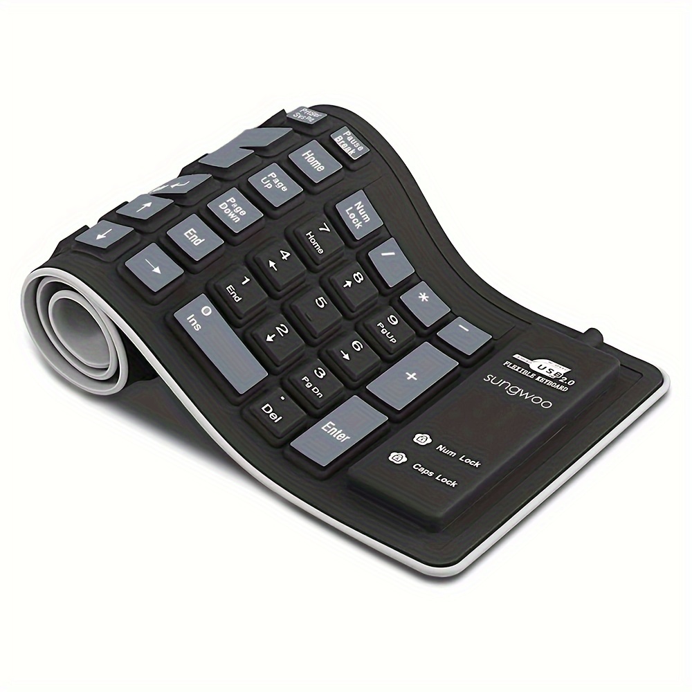 103 keys portable mute foldable silicone keyboard usb wired flexible soft waterproof roll silicone keyboard for pc laptop details 3