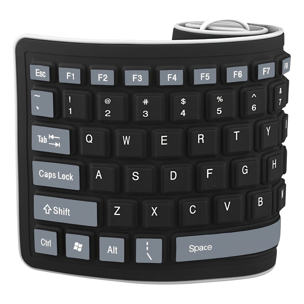 103 keys portable mute foldable silicone keyboard usb wired flexible soft waterproof roll silicone keyboard for pc laptop details 4