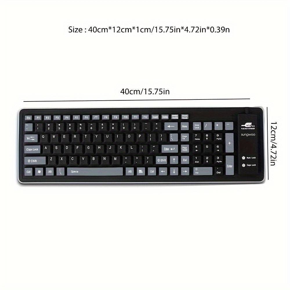 103 keys portable mute foldable silicone keyboard usb wired flexible soft waterproof roll silicone keyboard for pc laptop details 5