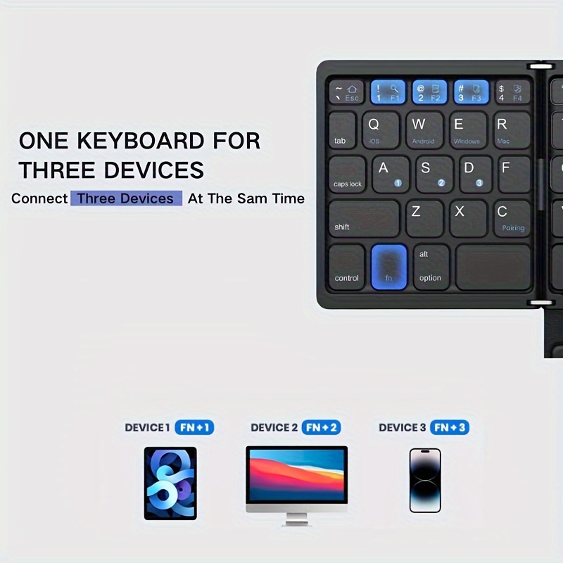 foldable wireless keyboard portable full size folding keyboard with large touchpad numeric keypad pu leather wireless travel keyboard for windows ios android mac details 2