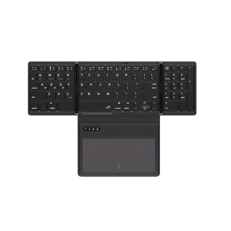 foldable wireless keyboard portable full size folding keyboard with large touchpad numeric keypad pu leather wireless travel keyboard for windows ios android mac details 5