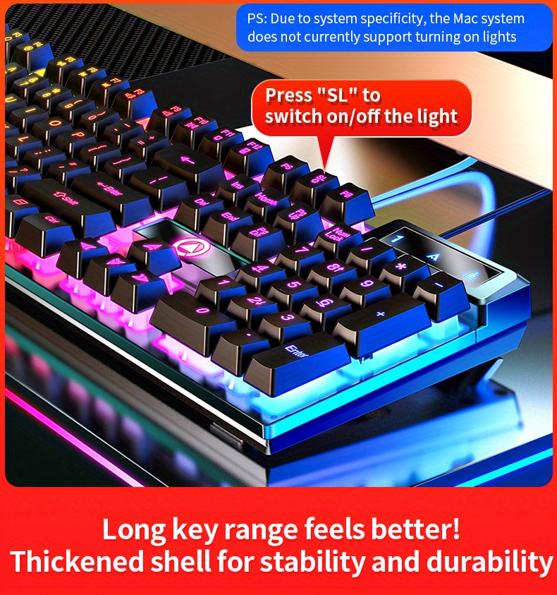 wired gaming keyboard usb led lighting for game office e sports details 0