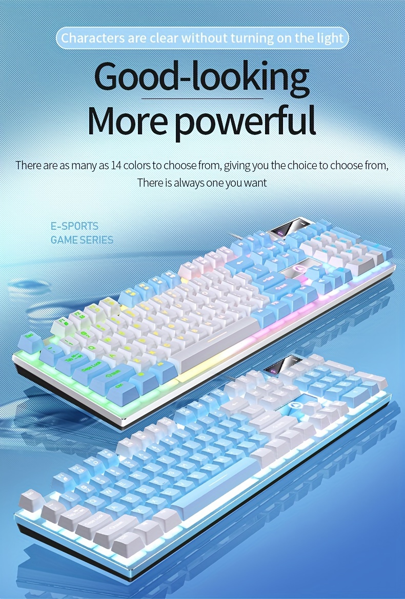 wired gaming keyboard usb led lighting for game office e sports details 5