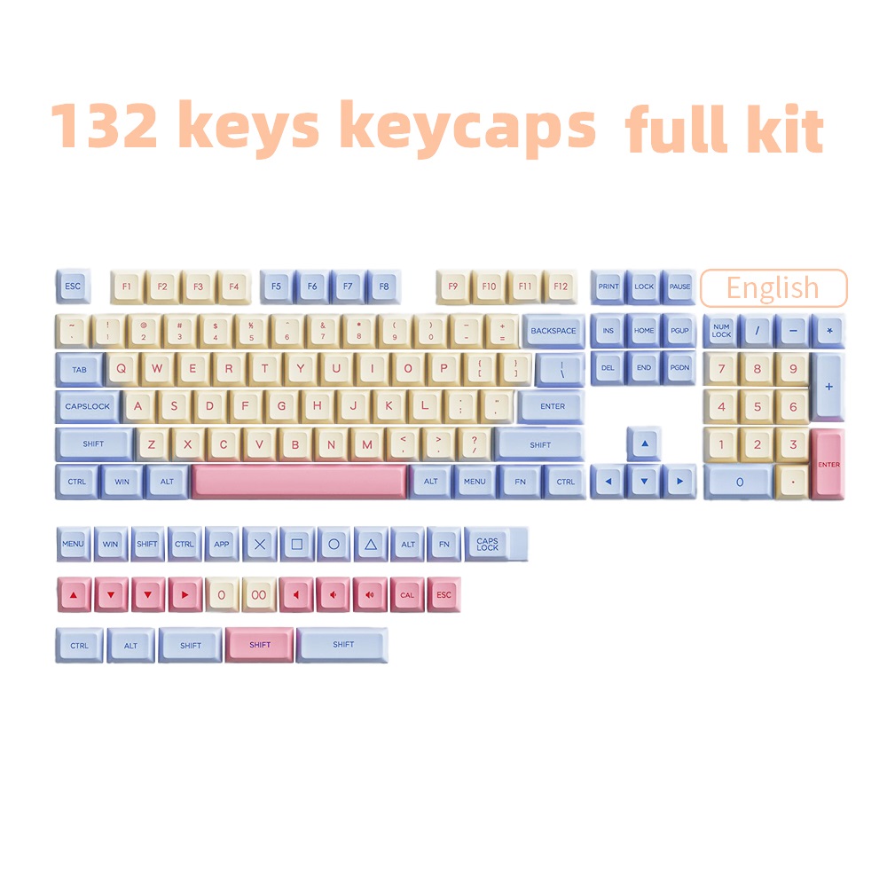 132 keys xda keycaps pbt marshmallow keycaps pbt dye sublimation xda profile for mx switch fit 61 64 68 87 96 104 108 keyboard xda keycaps details 1