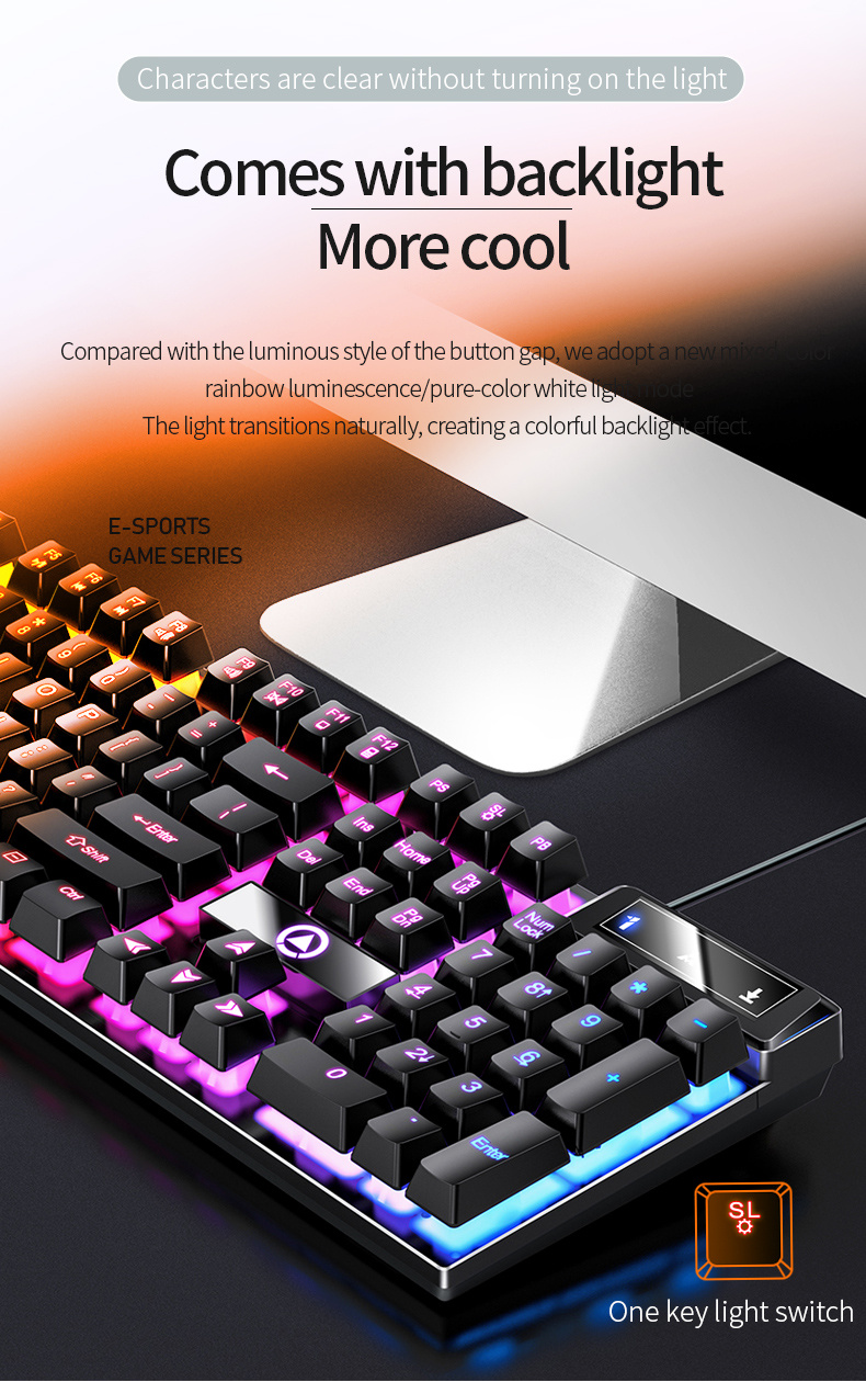 universal gaming keyboard usb wired keyboard luminous keyboard for computer laptop notebook easter gift details 6