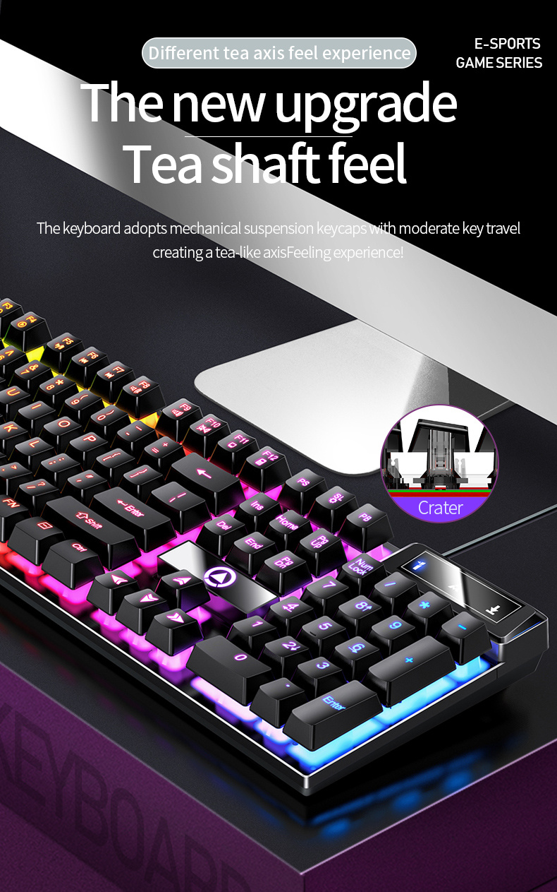 universal gaming keyboard usb wired keyboard luminous keyboard for computer laptop notebook easter gift details 8