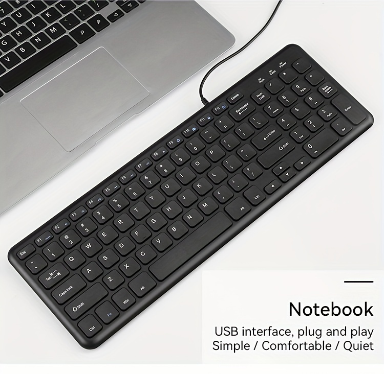 bow chocolate keyboard wired desktop computer notebook usb external home office typing wired keyboard mouse details 8